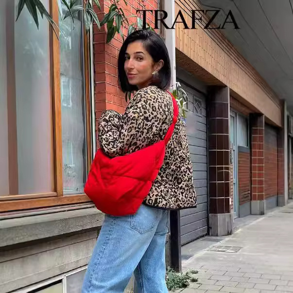 Leopard Print Single Breasted Cardigan Padded Jacket