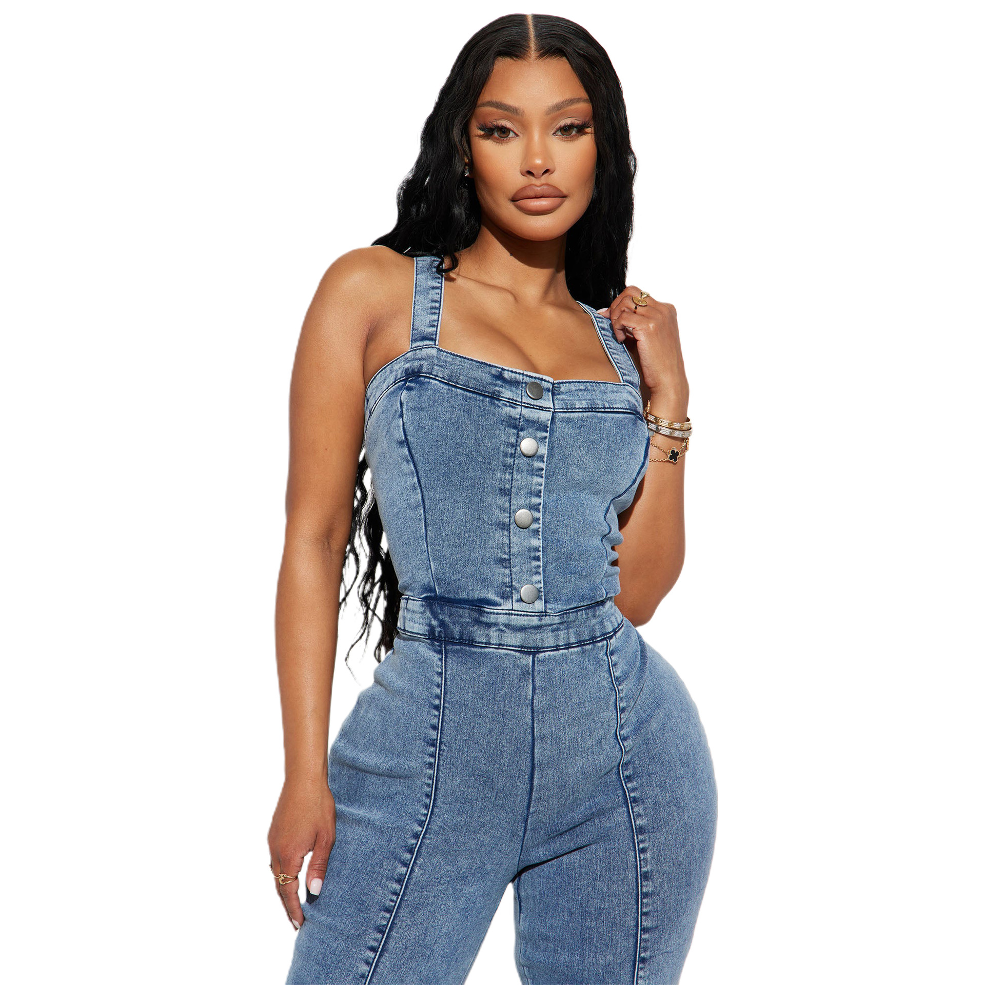 Solid Color Cotton Jumpsuit Teddy