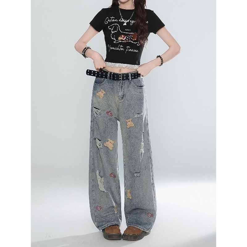 Casual Style Basic Length Jeans For Women Featuring Denim Cotton