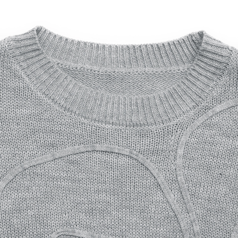 Long Sleeve Acrylic Sweater Featuring Flowers Pattern