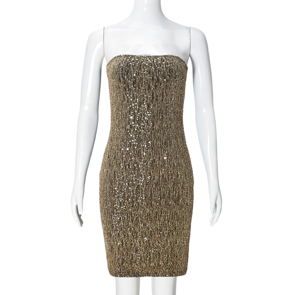 Dress With Sequins Featuring Elastane Fabric