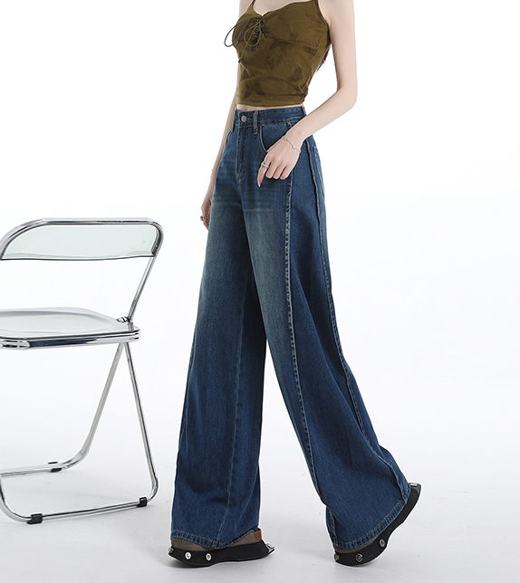 Waist Loose Straight Full Length Streetwear Jeans