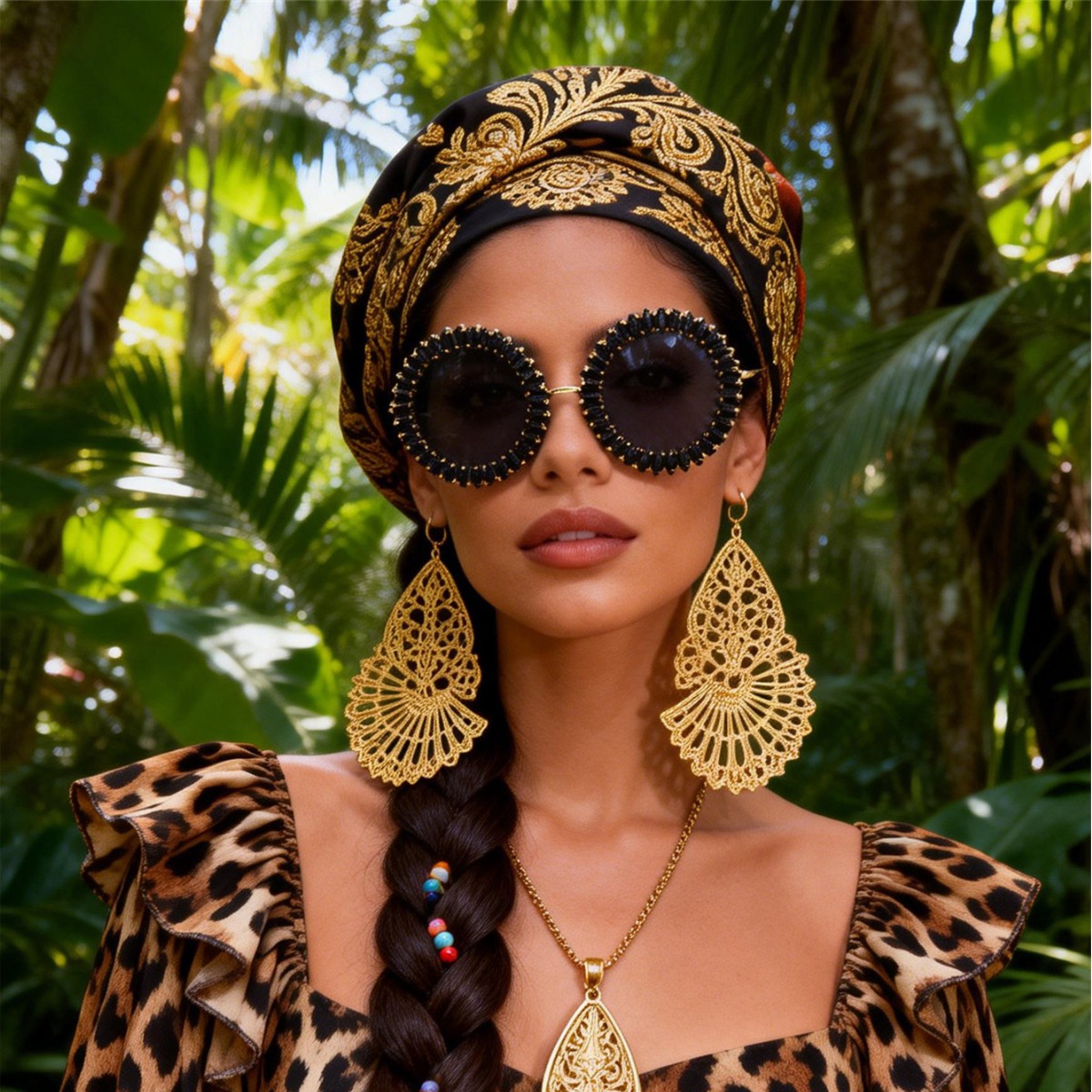 Round Frame Sunglasses Black Obsidian