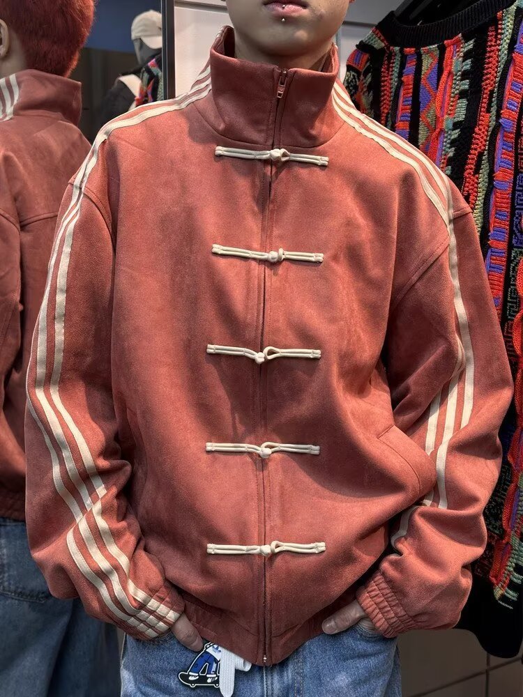 Men's Zipper Jacket With Standing Collar And Long Sleeves