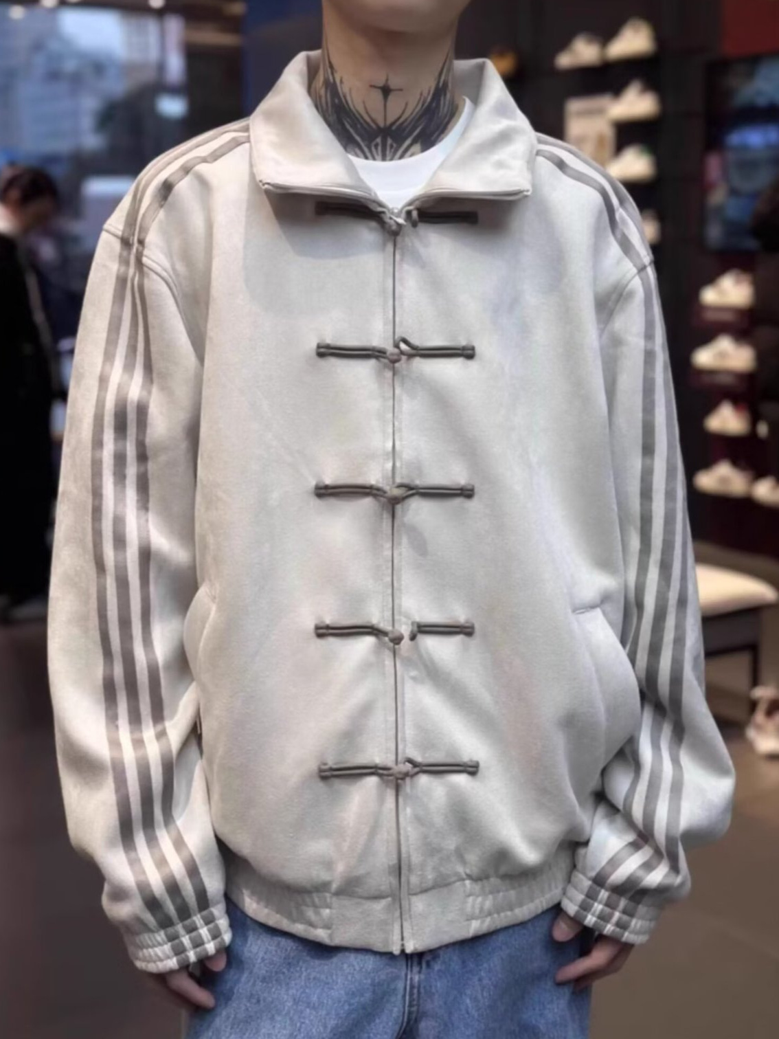 Men's Zipper Jacket With Standing Collar And Long Sleeves