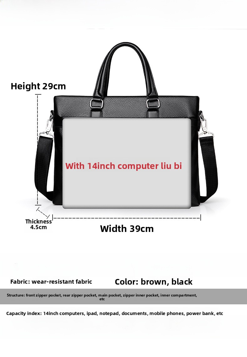 Men's Solid Color Pu Leather Briefcase
