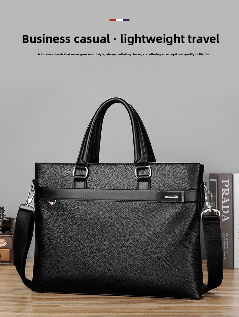 Men's Solid Color Pu Leather Briefcase