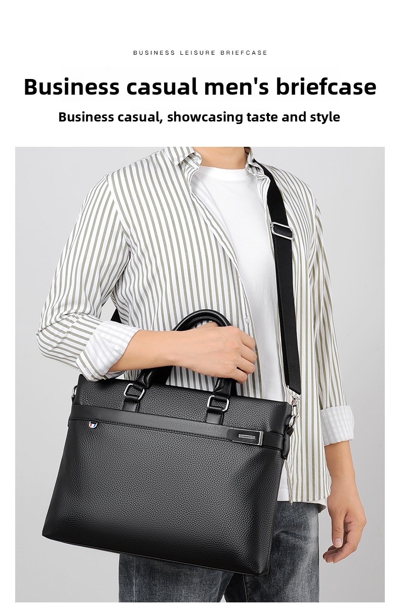 Men's Solid Color Pu Leather Briefcase
