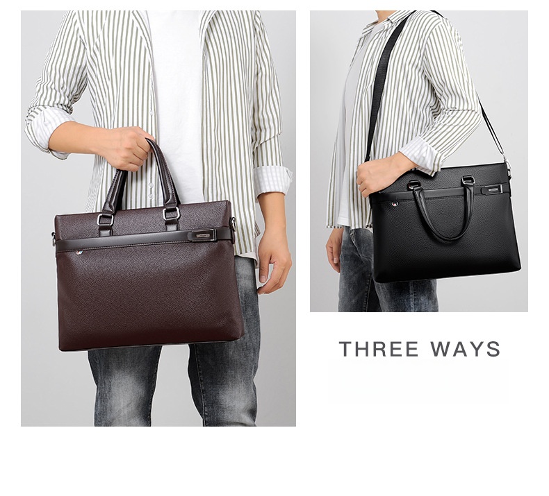 Men's Solid Color Pu Leather Briefcase