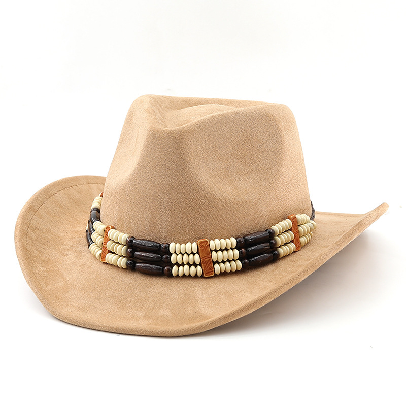 Unisex Vintage Style Wide Brim Fedora Hat In Khaki