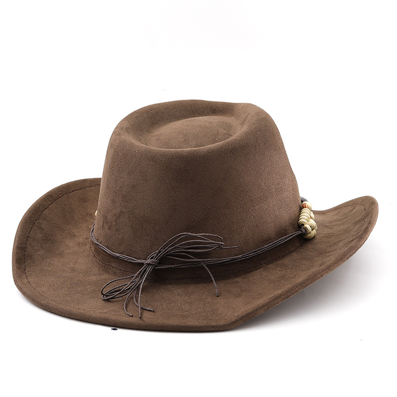 Unisex Vintage Style Wide Brim Fedora Hat In Khaki