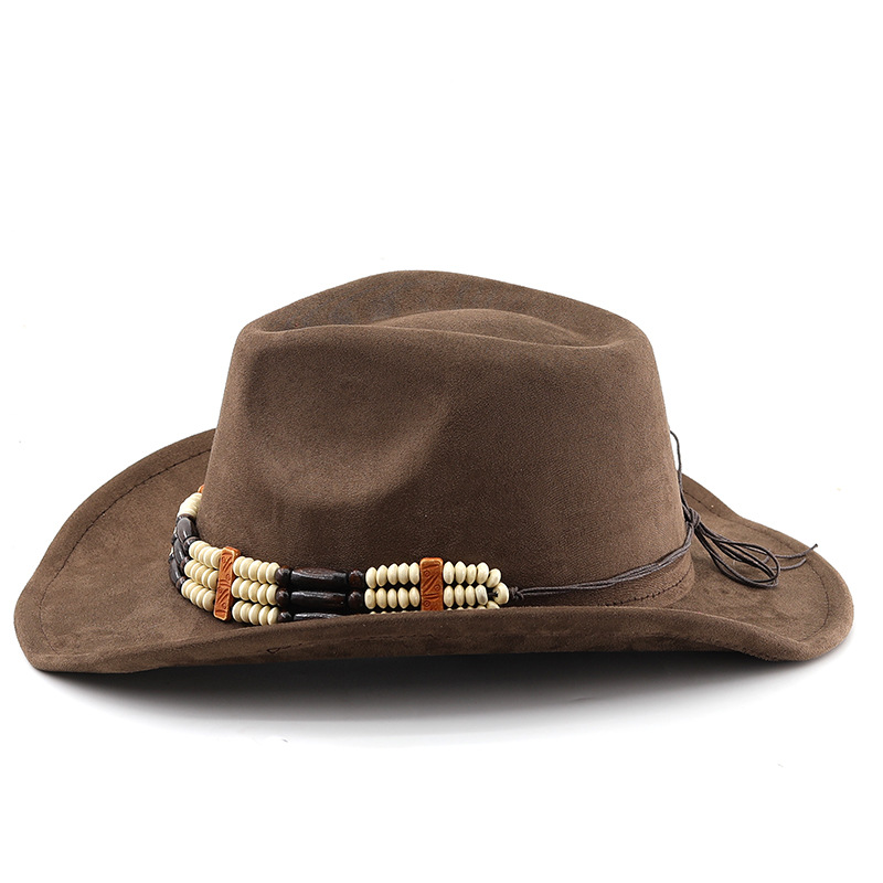 Unisex Vintage Style Wide Brim Fedora Hat In Khaki