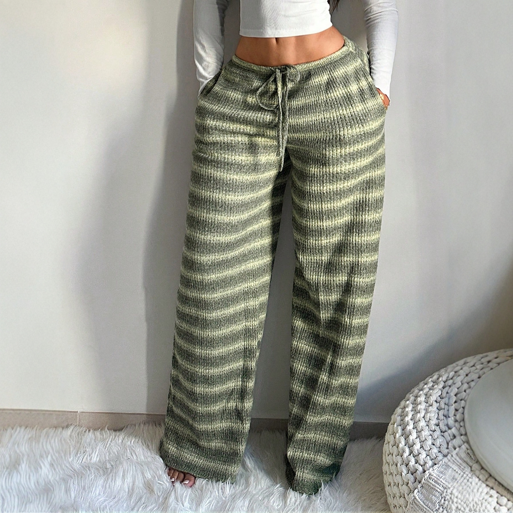 Mid Waist Waist Line Casual Pants Pants Type Casual Full Length Casual Pants With Printing On Polyester Fabric