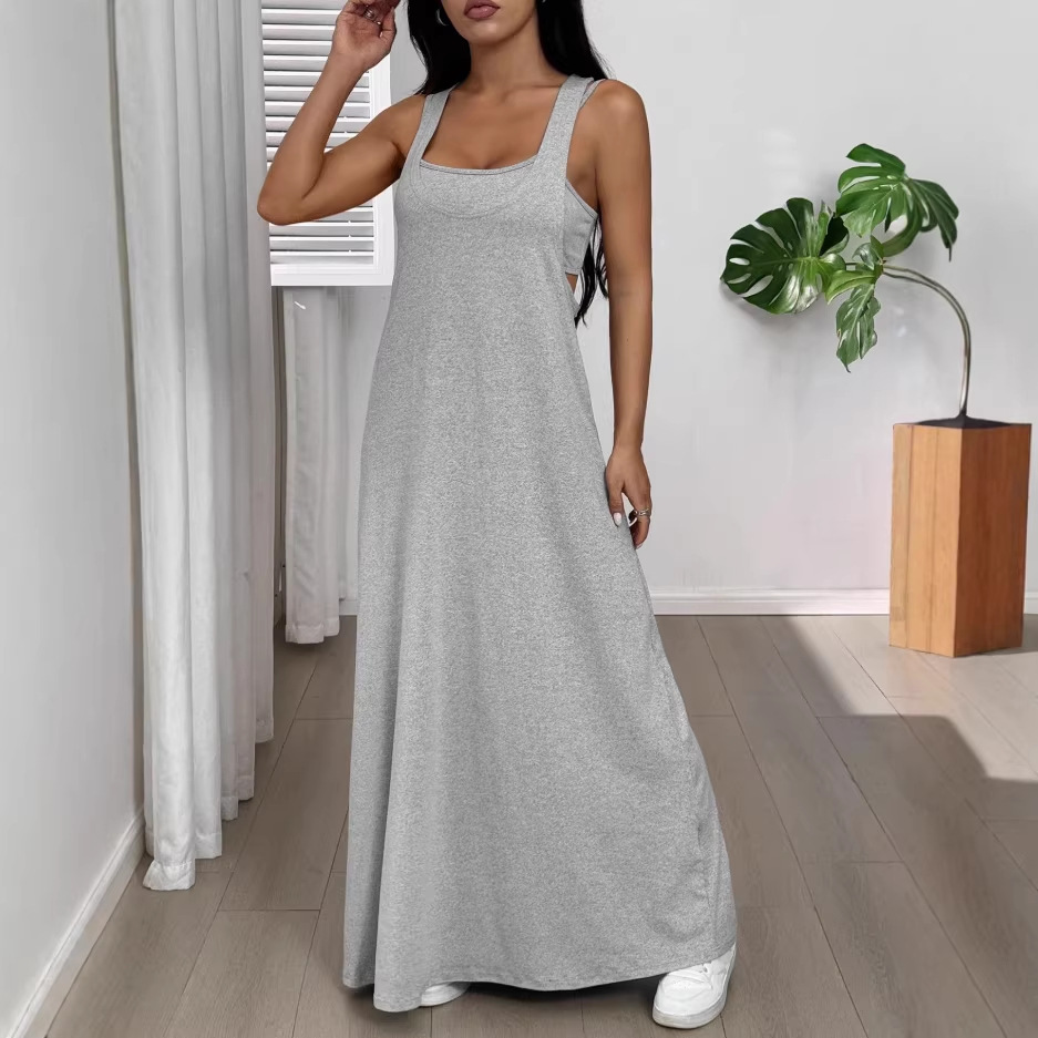 Sleeveless V Neck Tank Dress