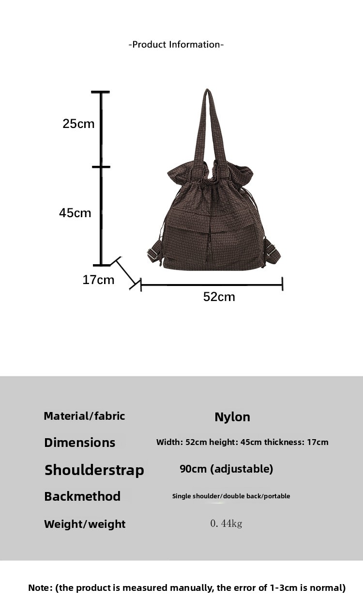 Plaid Square Nylon Shoulder Bag For Women