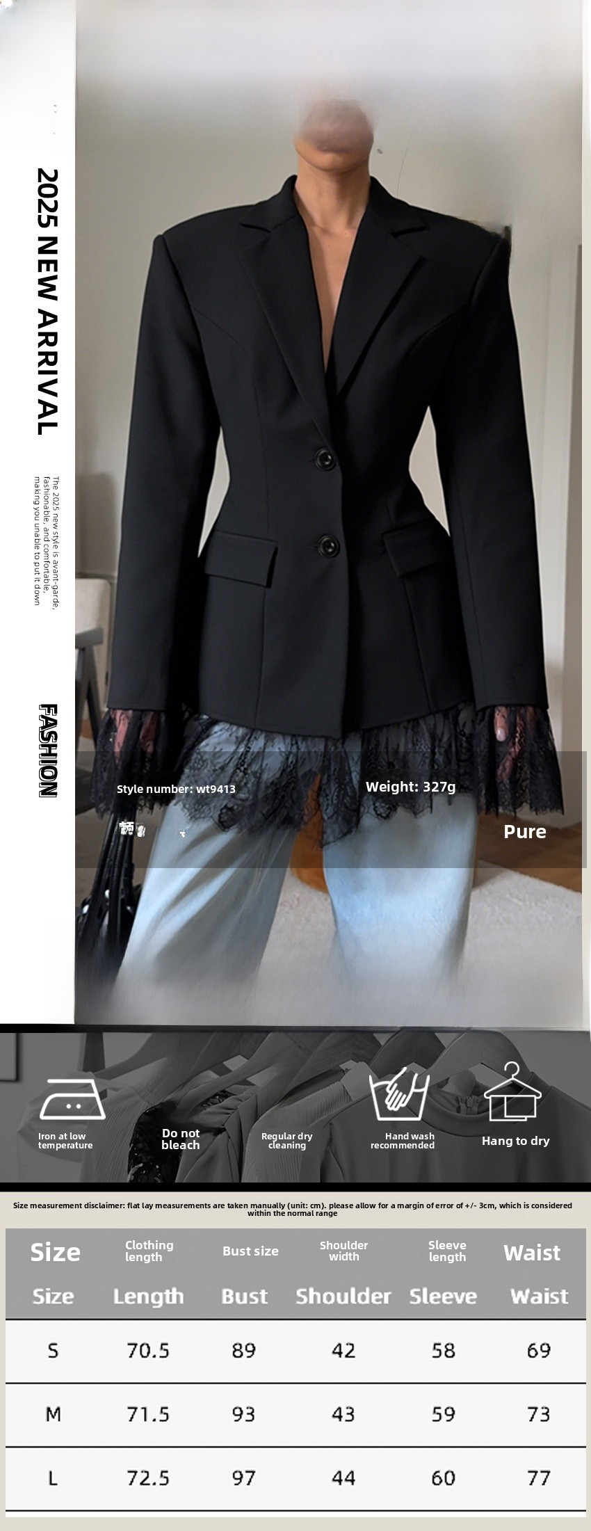 Long Sleeve Polyester Blazer With Lace Craftsmanship