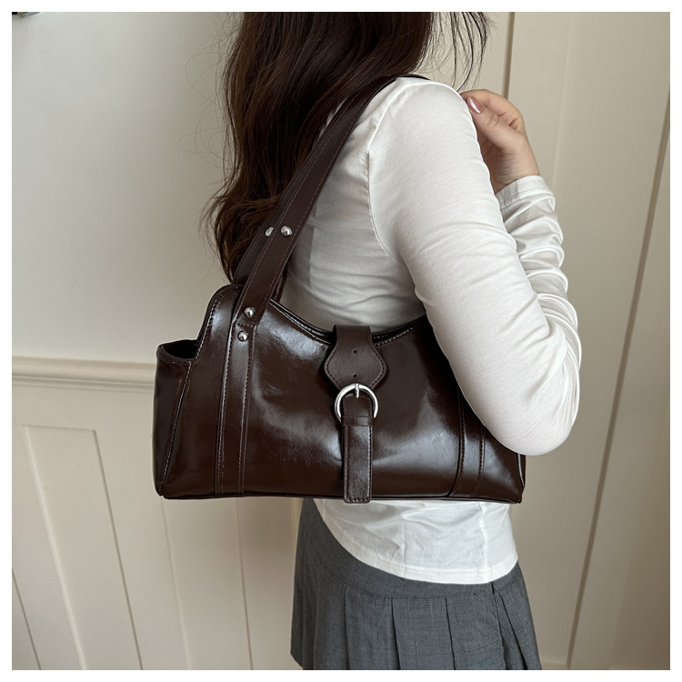 Square PU Leather Underarm Bag
