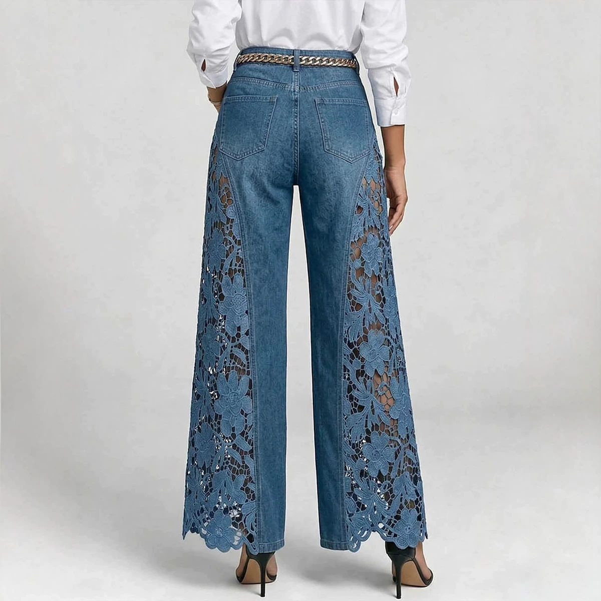 Full Length Denim Cotton Pants For Women