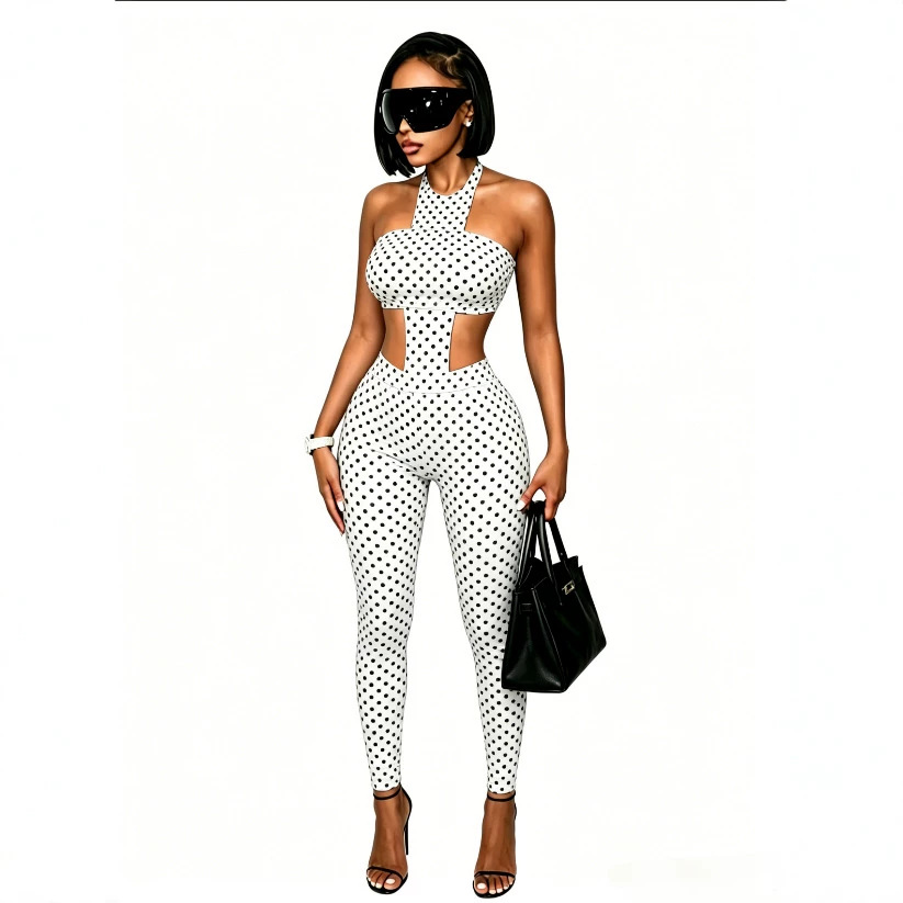 Sexy Polka Dots Skinny Pants Co-ord Set