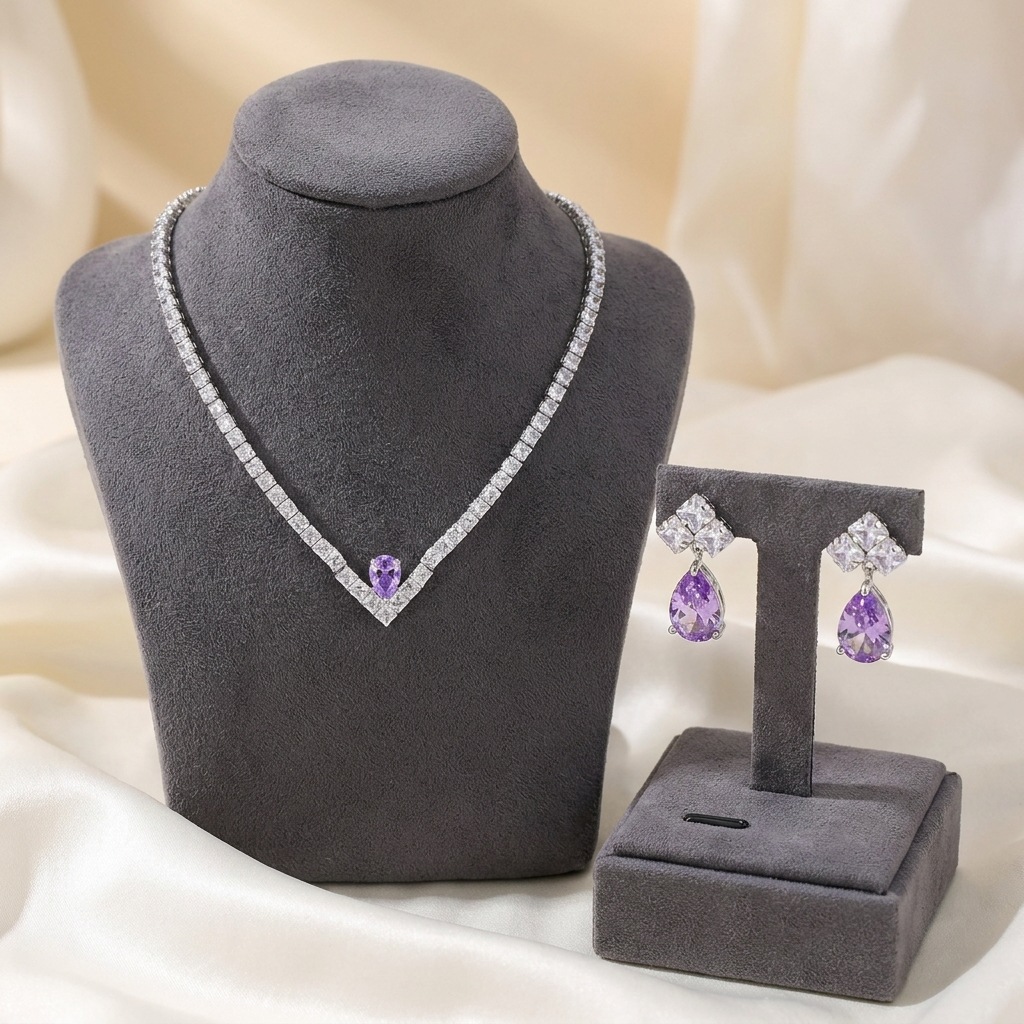 Purple V Shape Choker Necklace