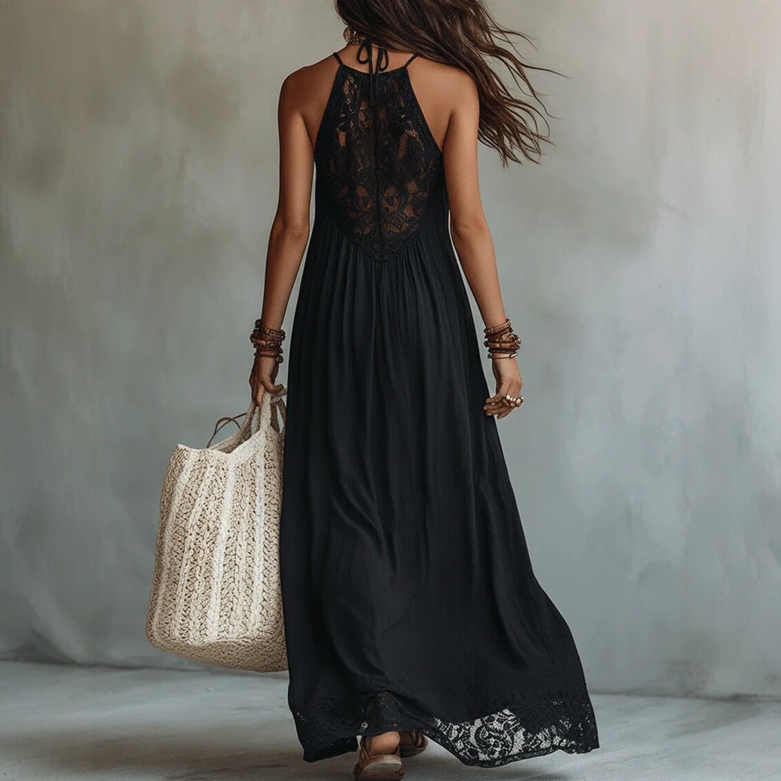 Lace Maxi Long Strap Dress Sleeveless