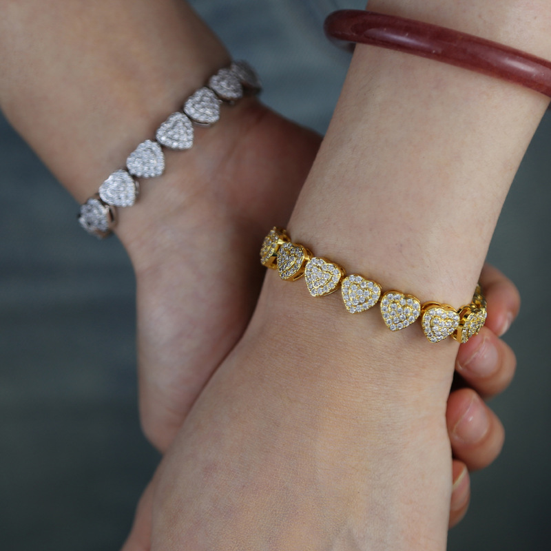 Heart Shape Silver Hip-Hop Bracelet For Women