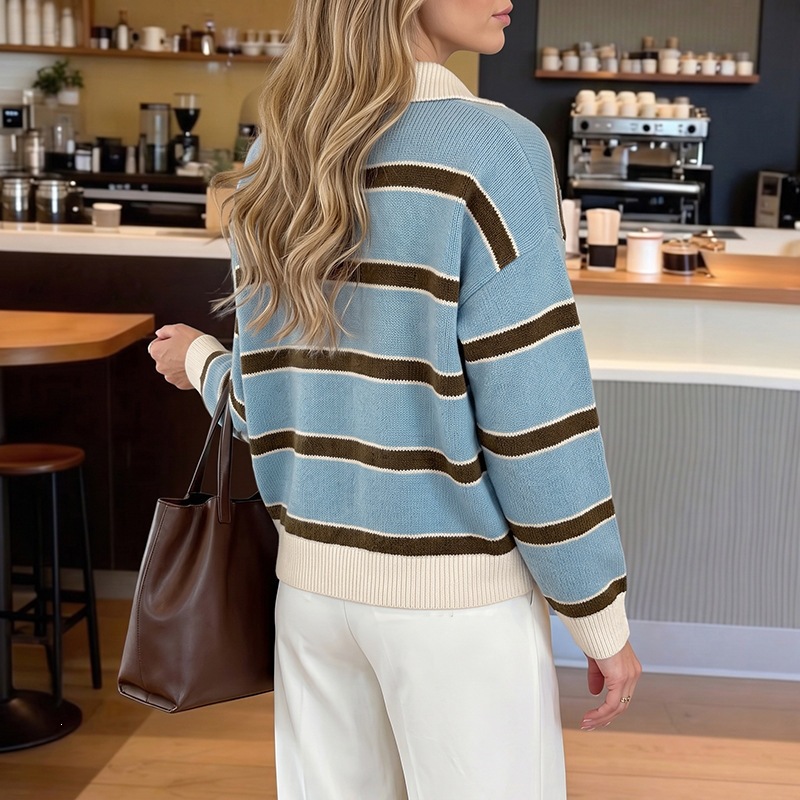 Casual Stripe Sweater With Long Sleeve