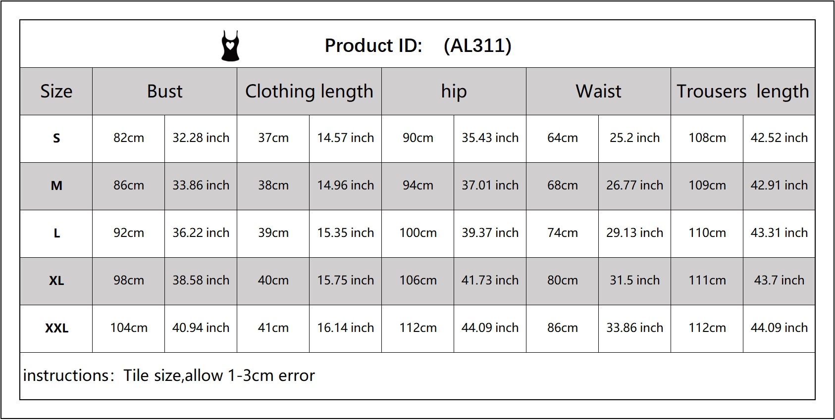 Casual Set With Lace Craft size guide