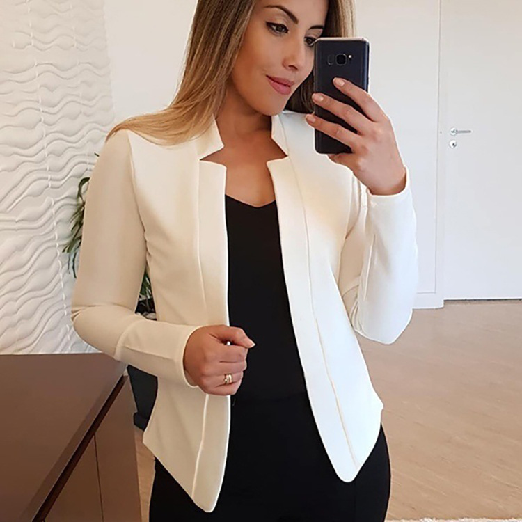Women's Elegant Solid Color Patchwork Placket Coat Blazer