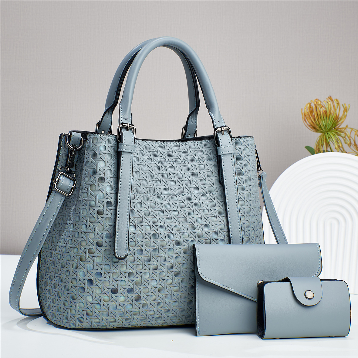 Solid Color Small Pu Leather Bag Set