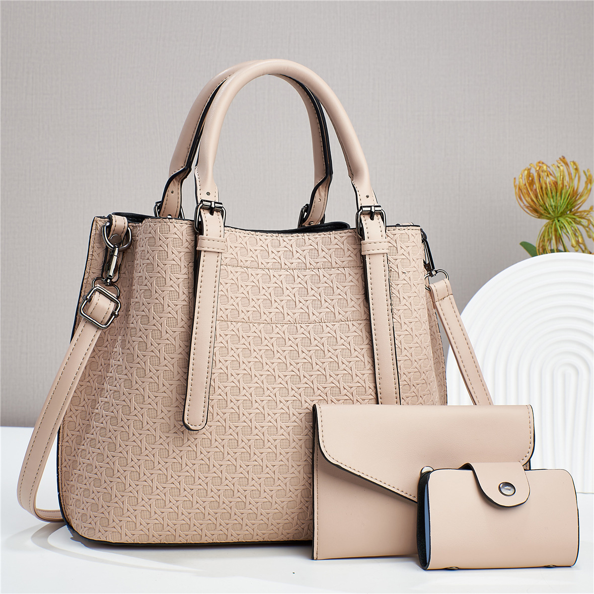 Solid Color Small Pu Leather Bag Set