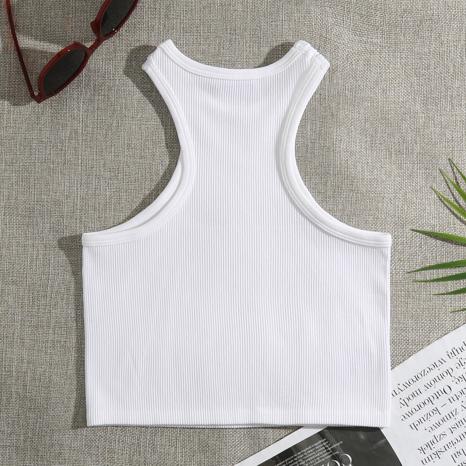 Simple Style Stripe Round Neck Vest Bra