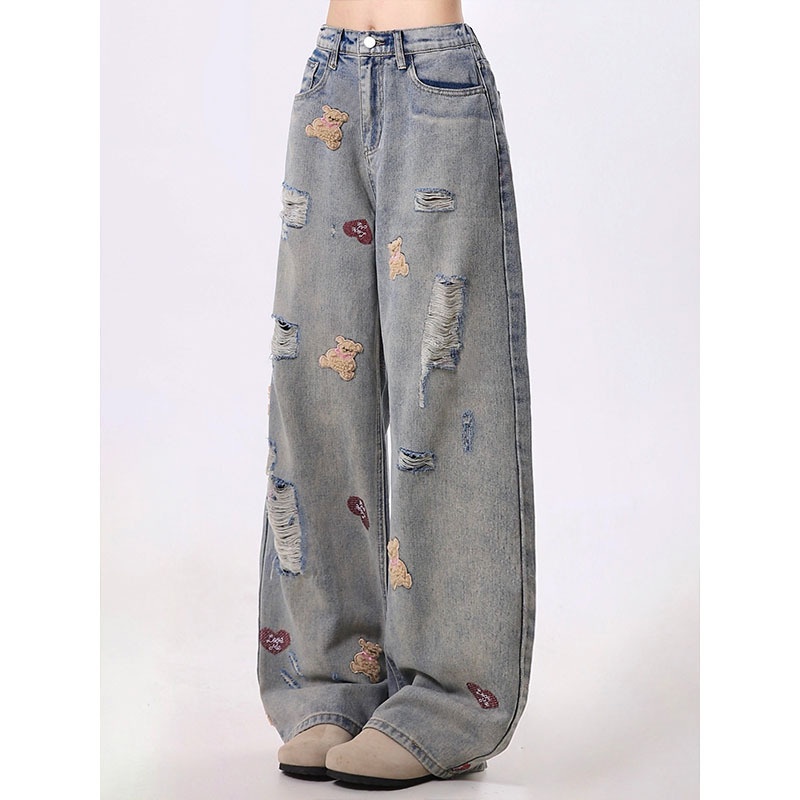 Casual Style Basic Length Jeans For Women Featuring Denim Cotton