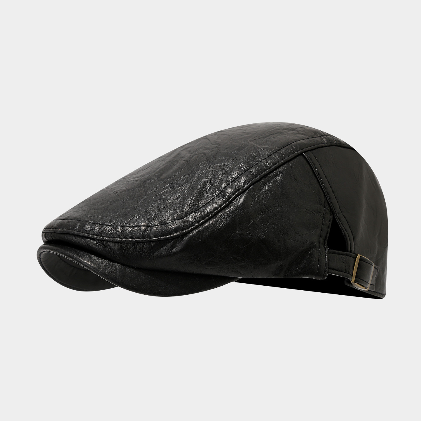 Beret Hat With Flat Brim In PU Leather For All Seasons
