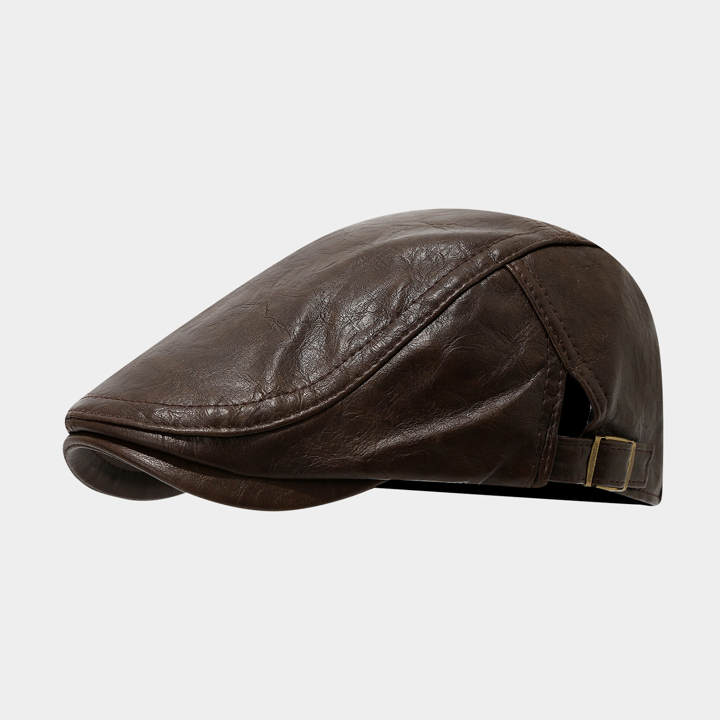 Beret Hat With Flat Brim In PU Leather For All Seasons