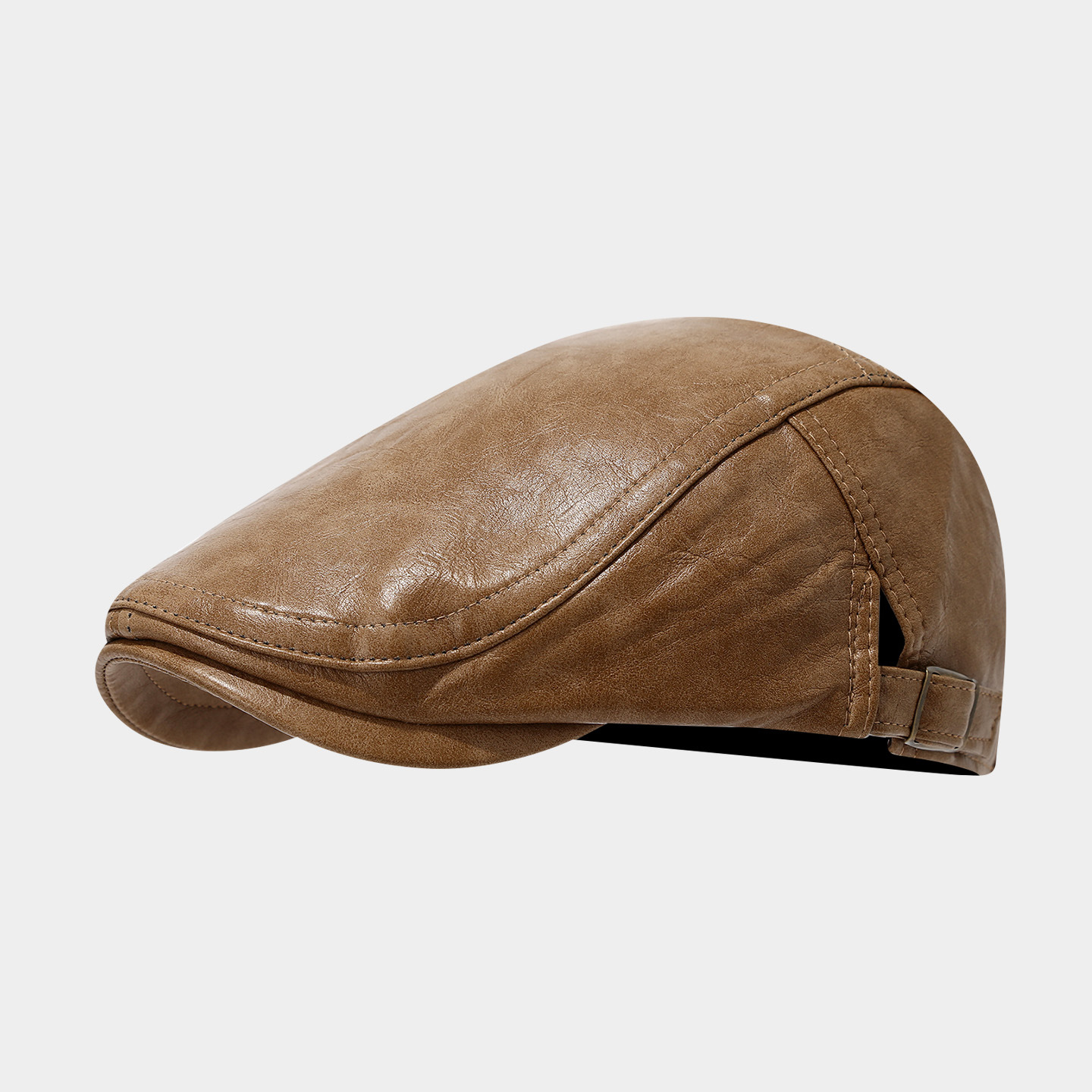 Beret Hat With Flat Brim In PU Leather For All Seasons