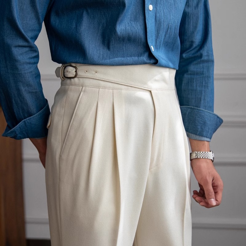 Men's Regular Fit Polyester Dress Pants In Light Business Style