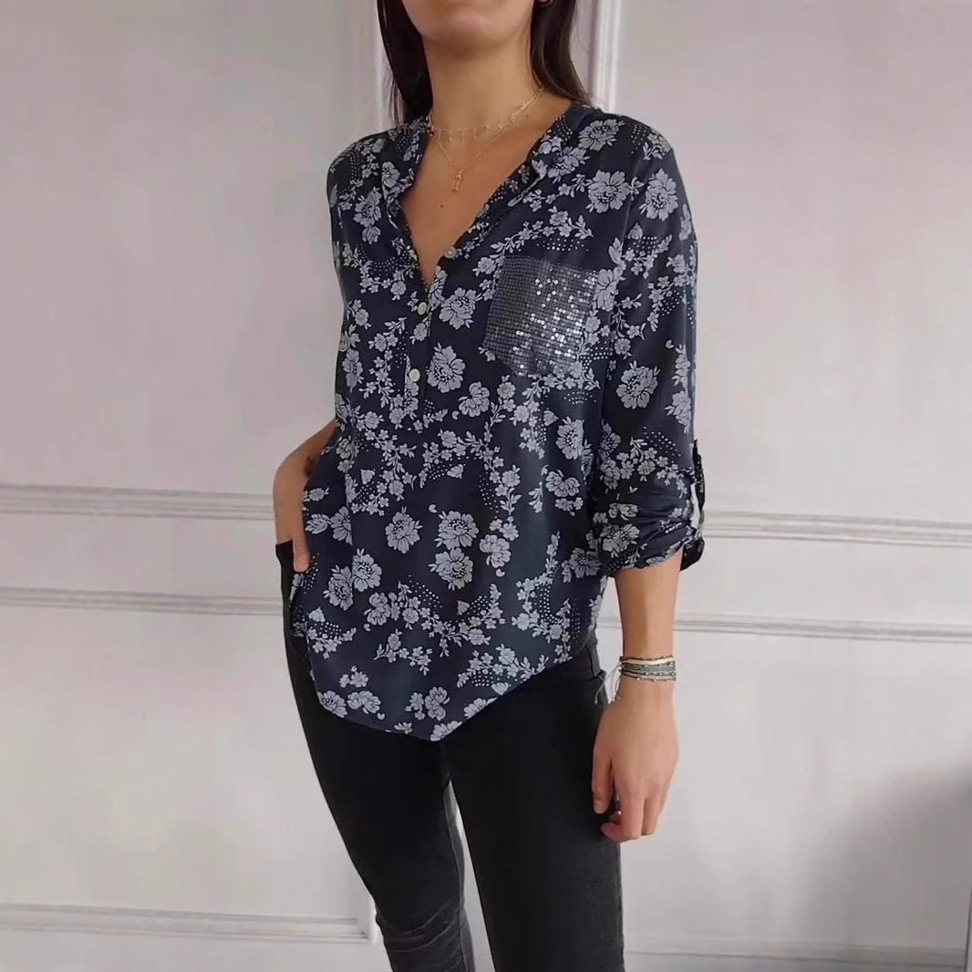 Long Sleeve Shirt With Sequins Craft,