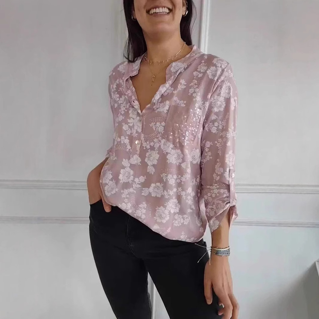 Long Sleeve Shirt With Sequins Craft,