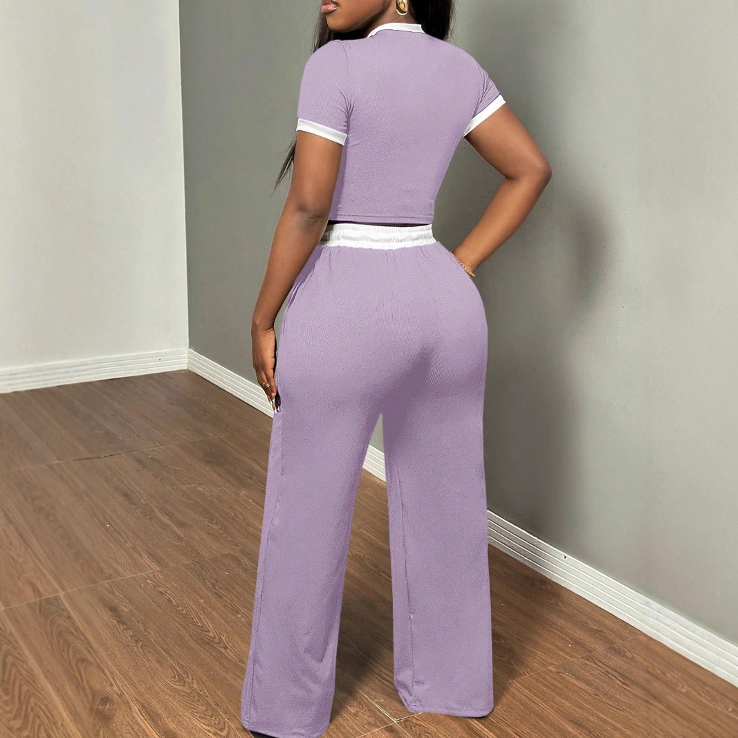 Casual Set In Solid Color Featuring Elastane Fabric With Regular Three-Quarter Sleeves