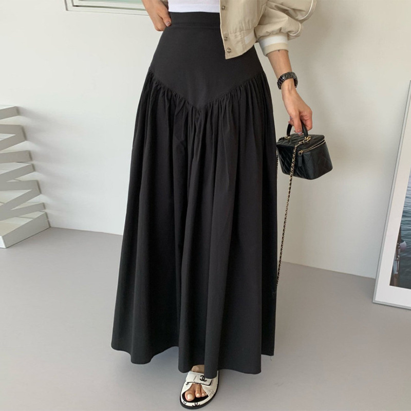 Elegant Ruffle Skirt Featuring Printing And Patchwork Design