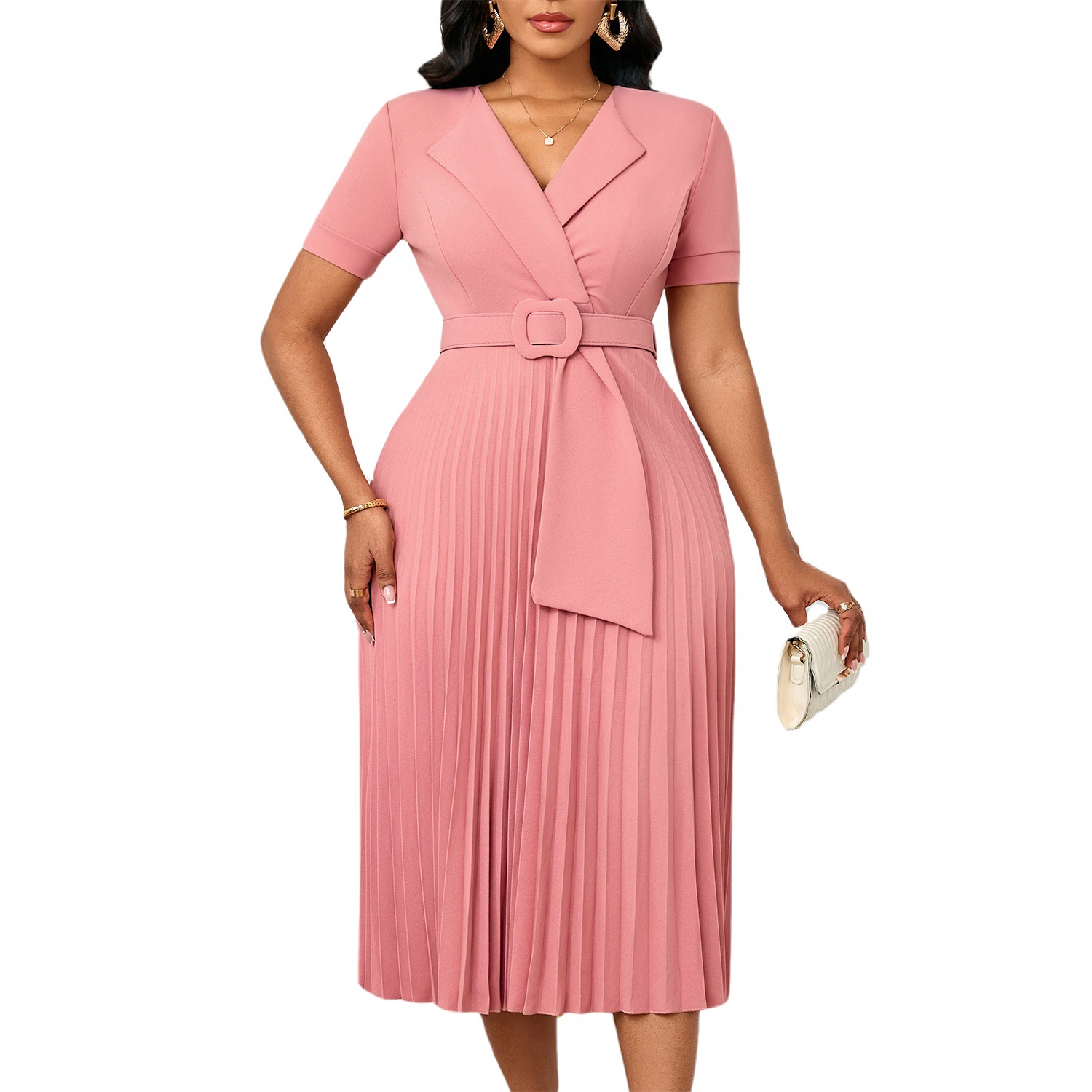Elegant Solid Color A-Line Dress