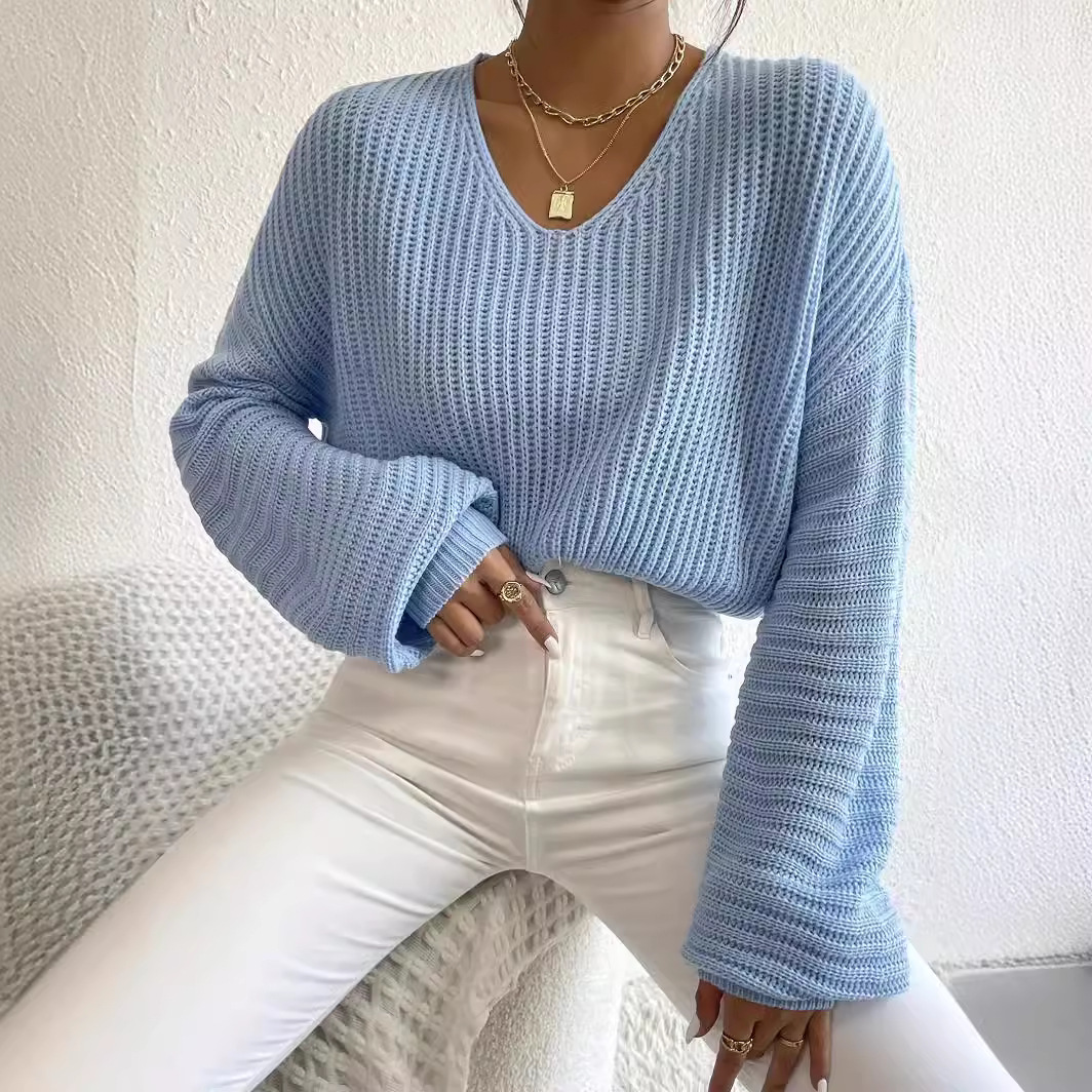 Acrylic Sweater Featuring Solid Color