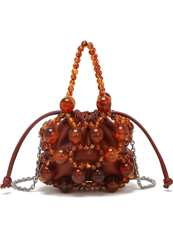 Unisex Round Acrylic Beaded Printing Evening Bag