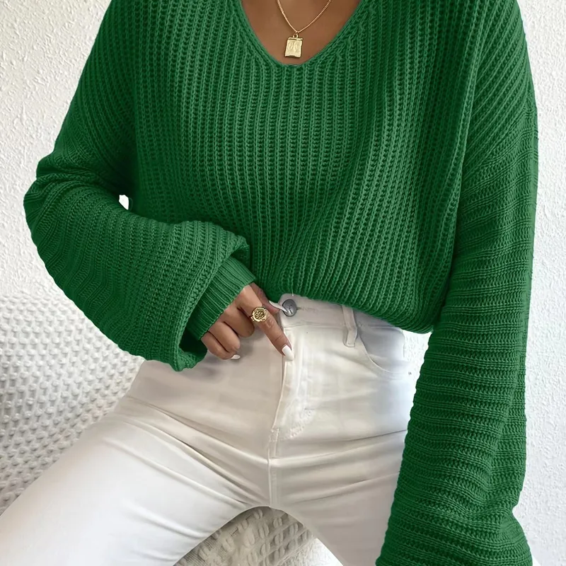 Acrylic Sweater Featuring Solid Color