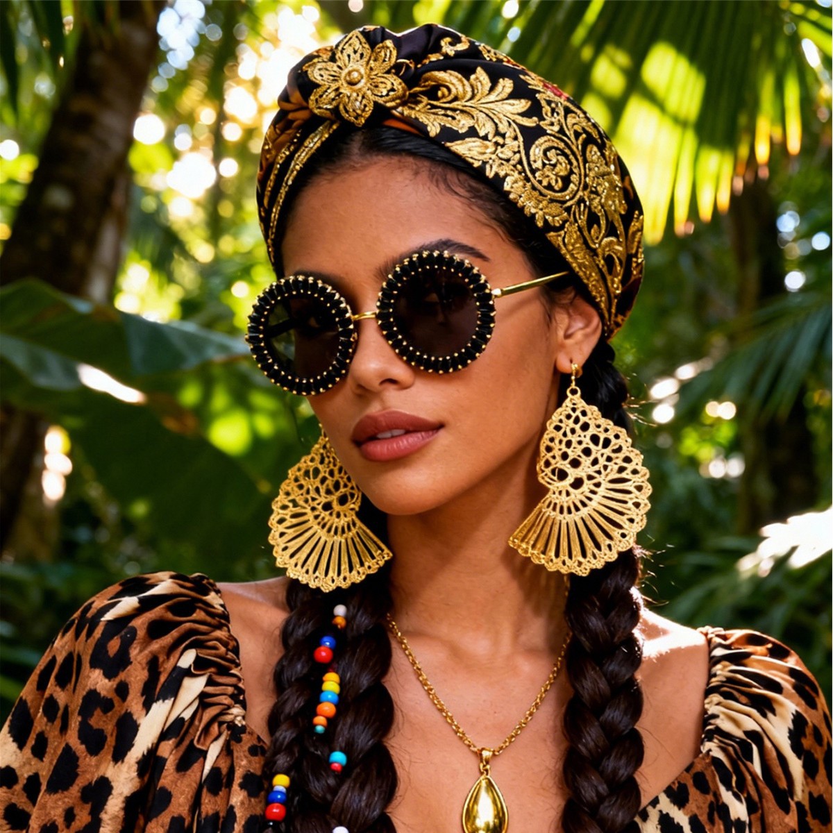 Round Frame Sunglasses Black Obsidian