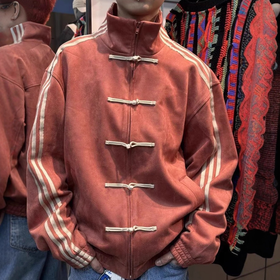 Men's Zipper Jacket With Standing Collar And Long Sleeves
