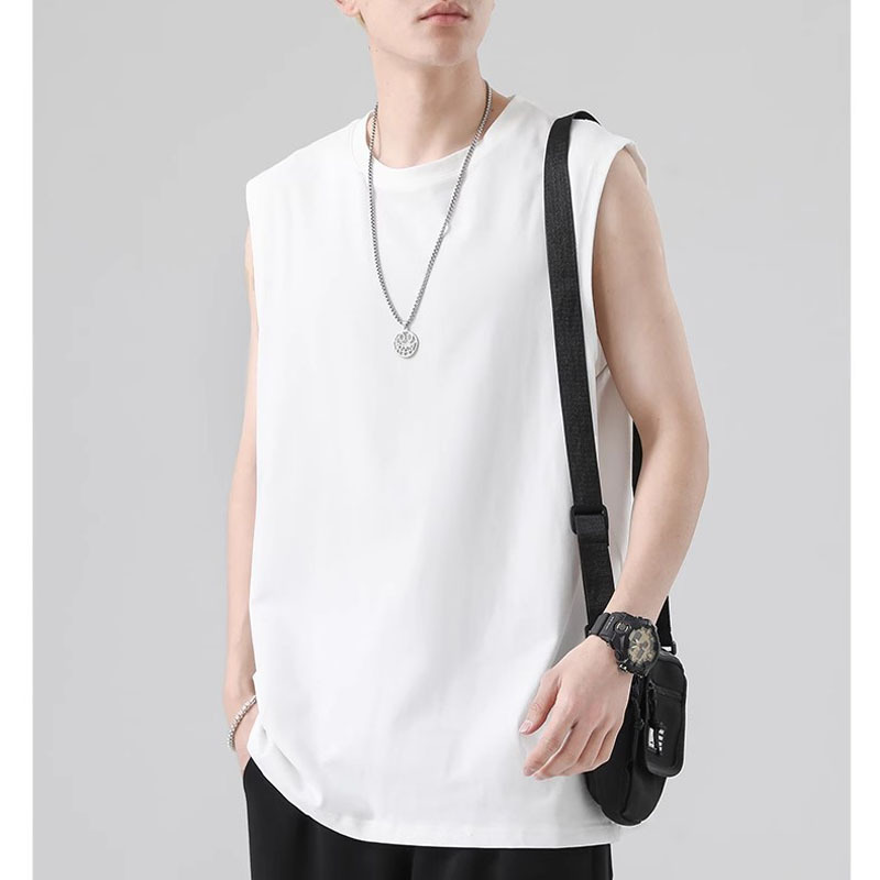 Solid Color Sleeveless Cotton T-Shirt