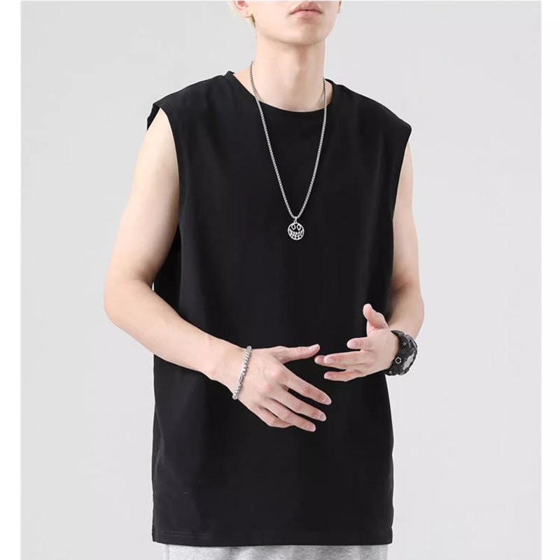 Solid Color Sleeveless Cotton T-Shirt