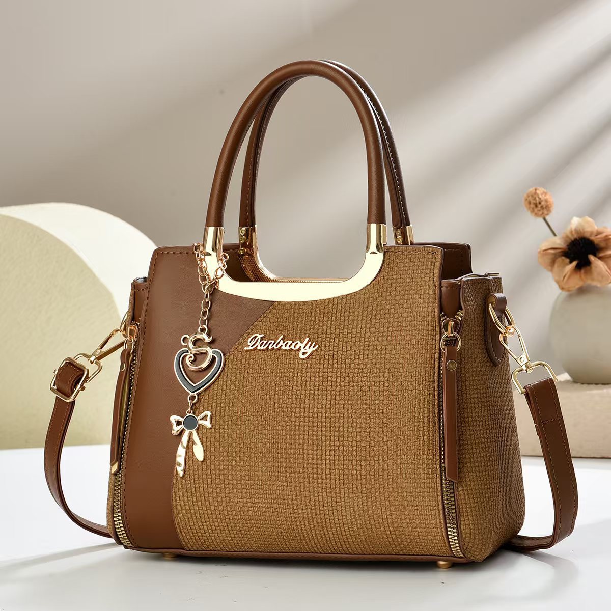 Splicing Square Polyester Handbag For Women